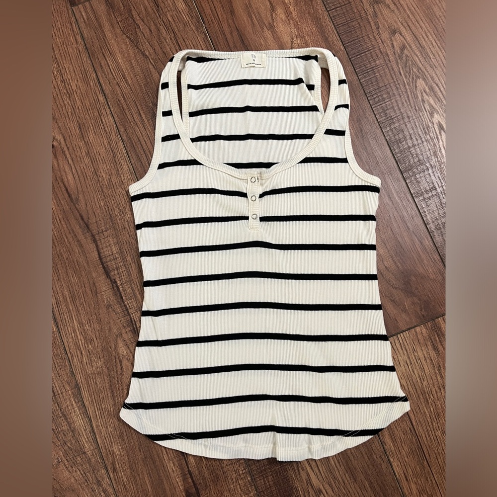 Anthropologie t.la henley tank. Cream and black stripe.